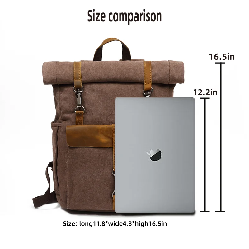 2023 Classical hot selling popular canvas with real leather other backpacks tactical backpack