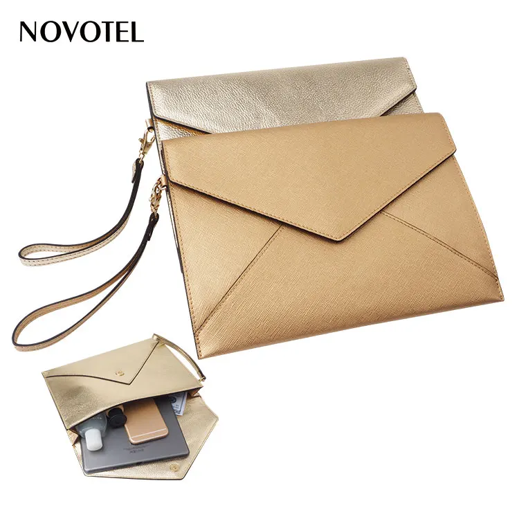 Wholesale Ladies Gold Silver Metallic Leather Envelope Clutch Purse Bag
