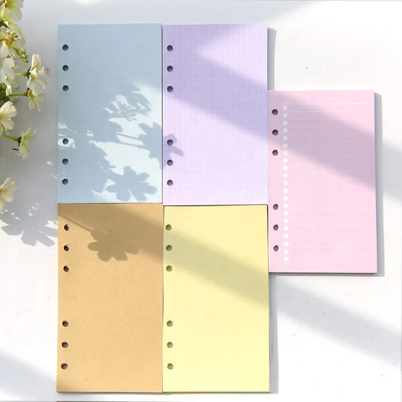 Блокнот А5/А6 с внутренними 6 кольцами, цветная вставка в листья, ежедневник, внутренняя Обложка для страниц