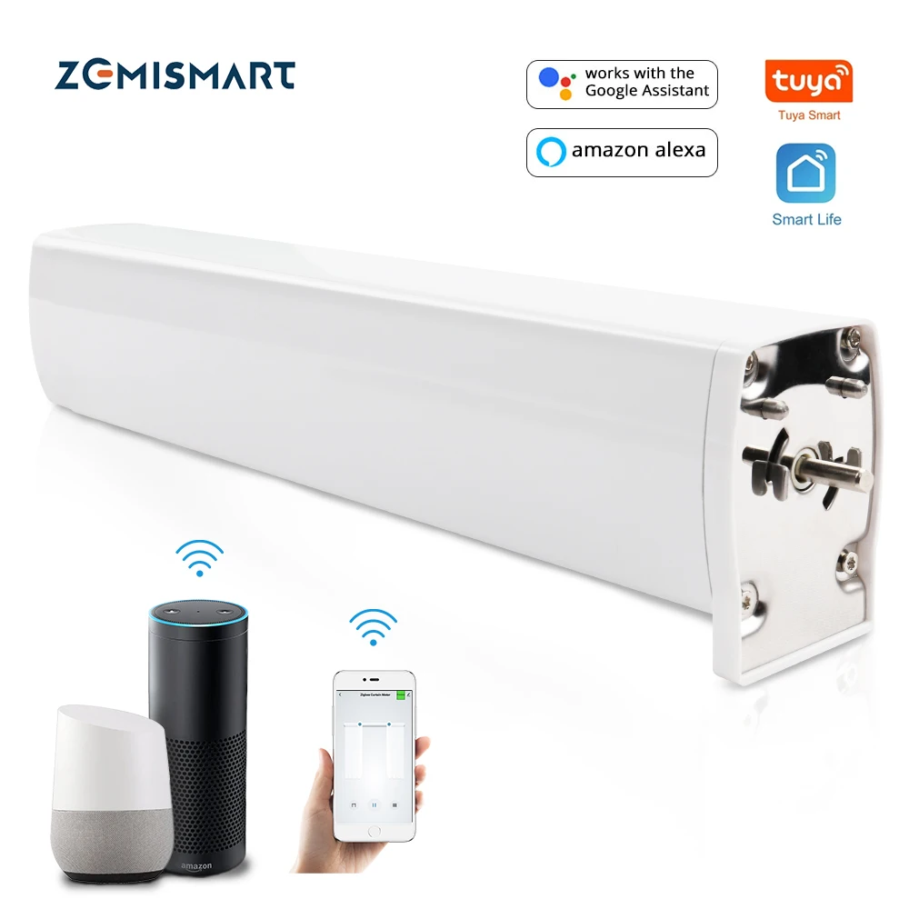 Zemismart Tuya Zigbee 3.0  Alexa Google Home Timer Automatic Curtain System Smart Electric Curtain Motor with Remote Control