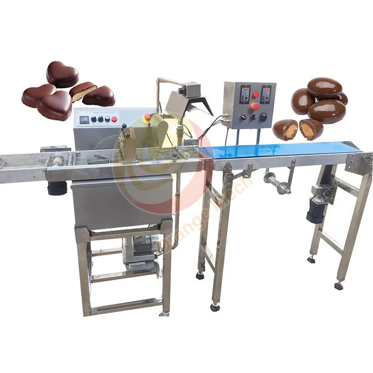 Donut Coating Line Vertical Mini Candy Enrober Cover Small Cooling Tunnel Chocolate Enrobing Machine