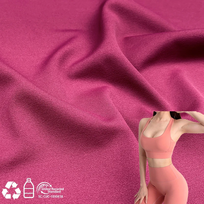 elastane recycled polyester RPET from plastic wasted bottle cotton feel leggings fabric for sports