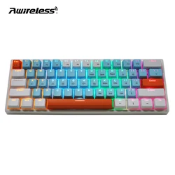 Wholesale 60% Usb Wired Light Led Fashion Gaming Keyboards 61 Keys Blue Switches Custom Keycap Pc Rgb Mechanical Keyboards