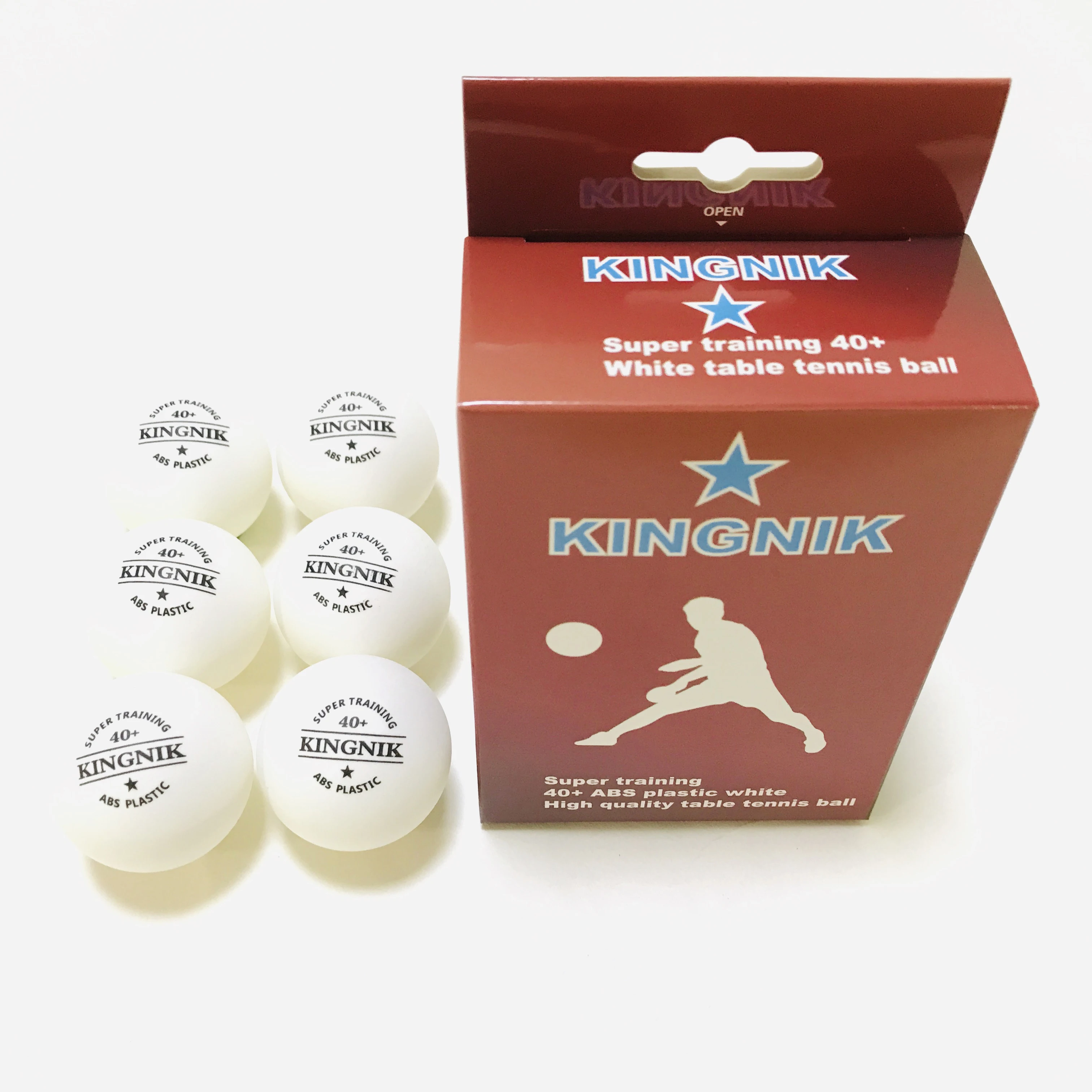 
KINGNIK 1 Star 40+ plastic white pingpong ball (6balls per box) 