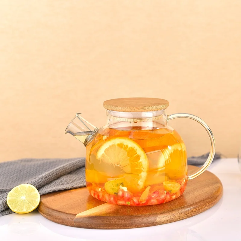 aramoro Hot Sale Handmade Borosilicate Small Glass Teapot With Bamboo Lid