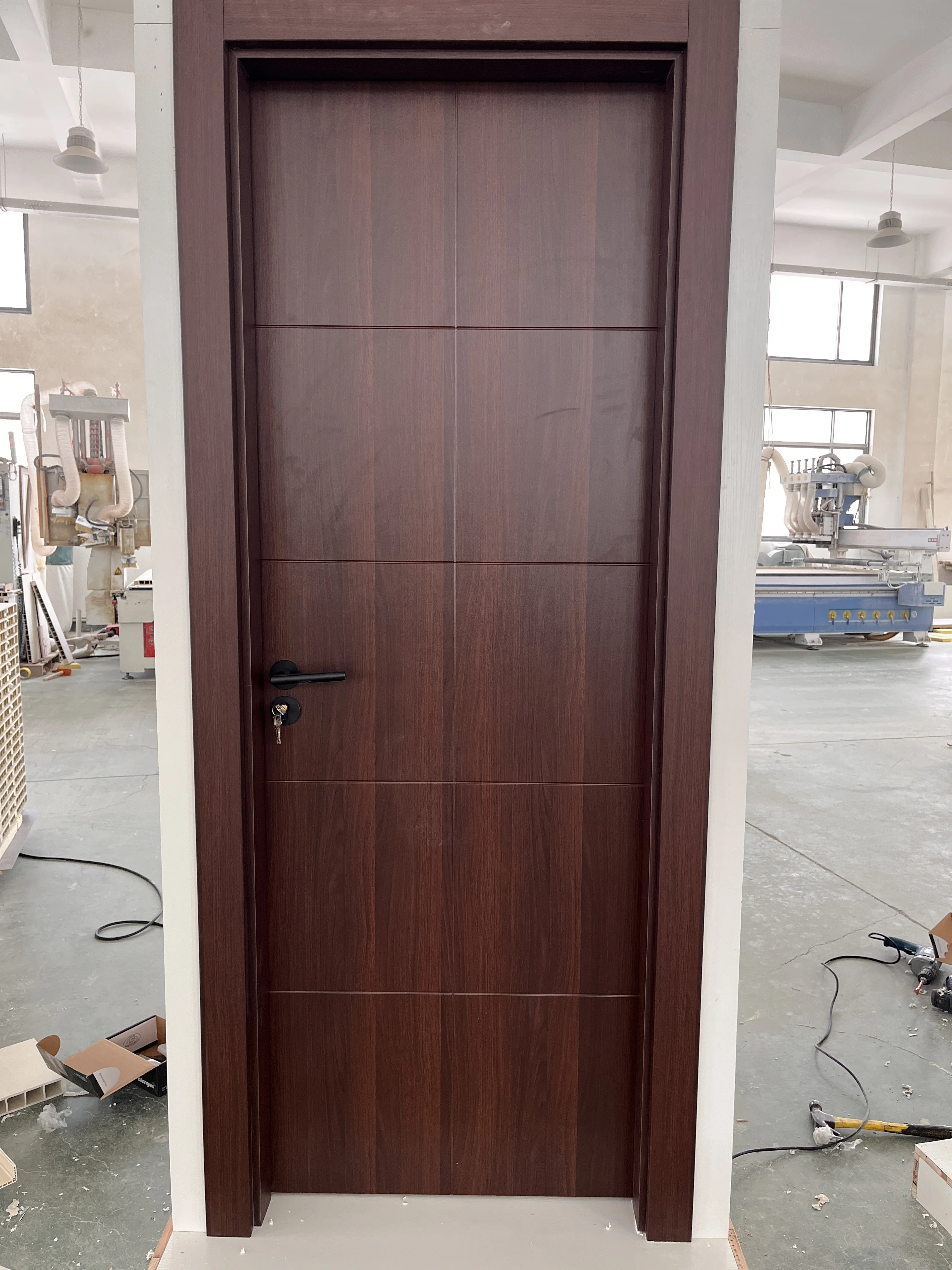 Modern type Pure WPC interior door with curved lines Waterproof internal coloured doors