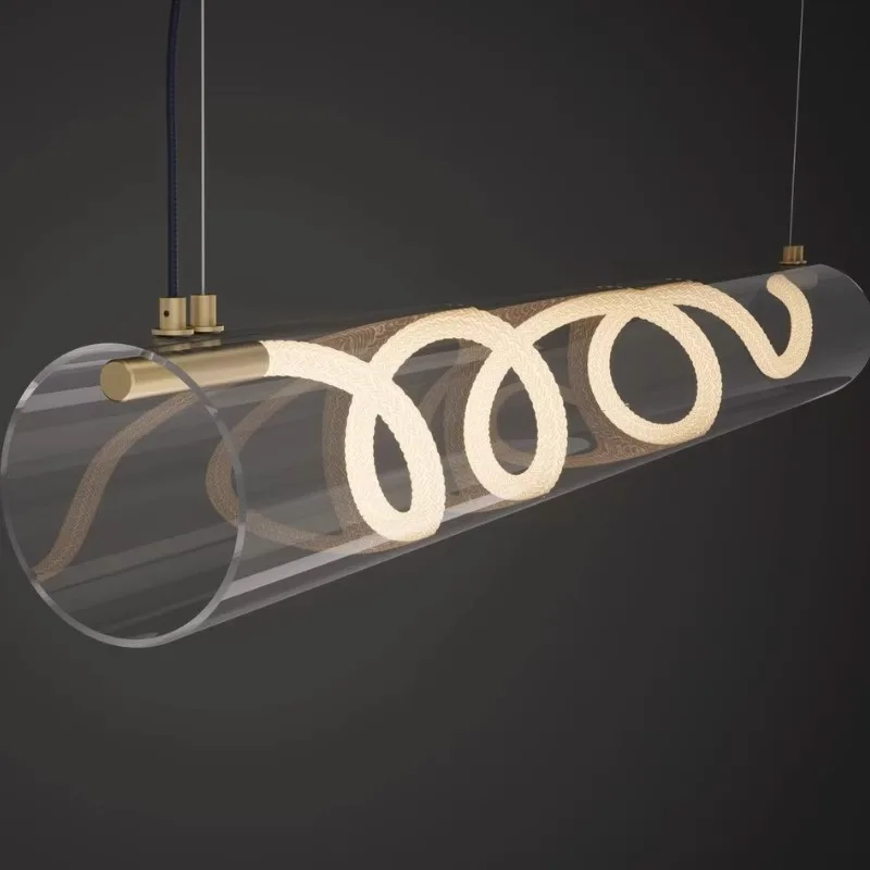 Italian designer art restaurant chandelier simple modern long line light and shadow lamps