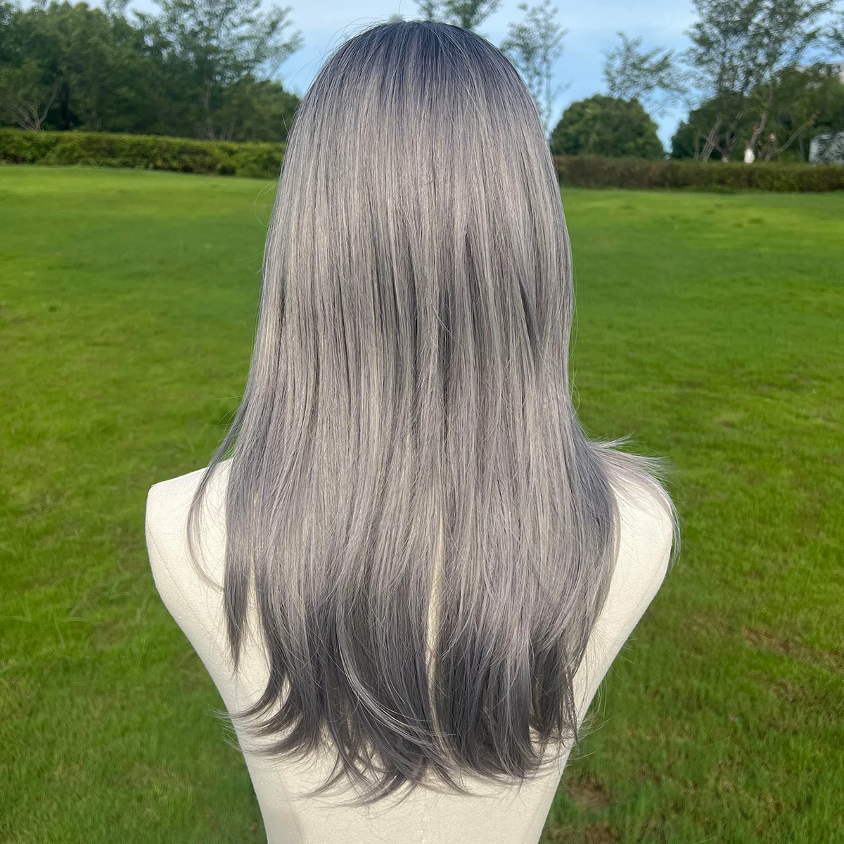 Cosplay long light blue wave synthetic fiber hair wig man woman boy girl SM254