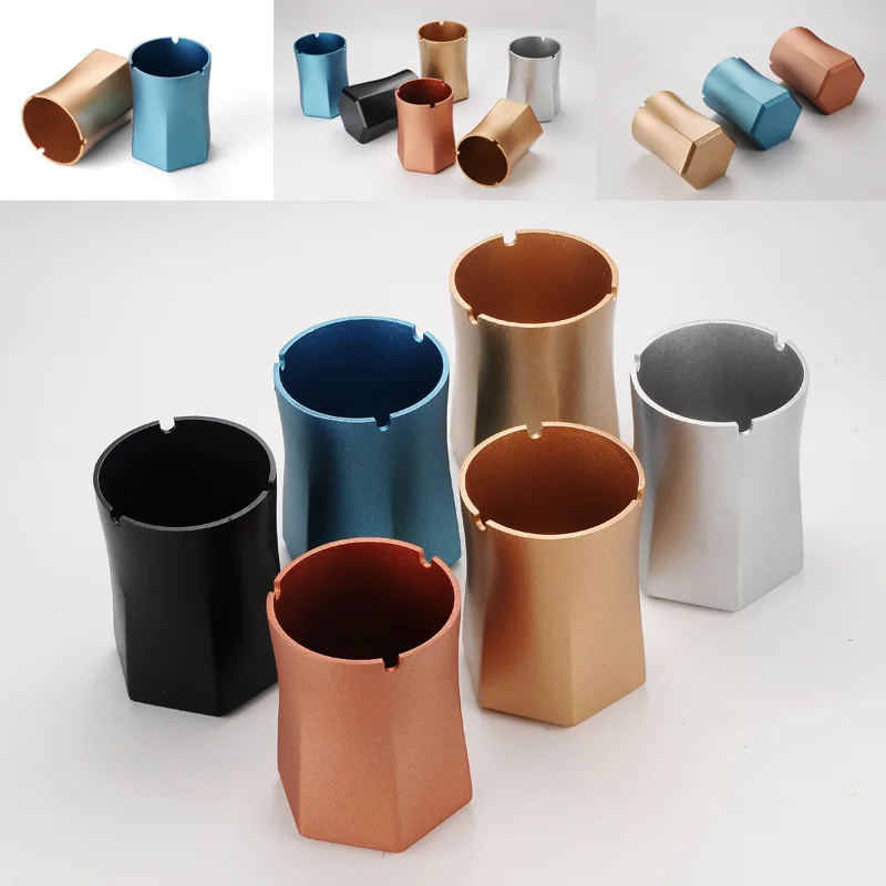 Multiple styles Fashion hexagonal metal ashtray aluminum fall-resistant
