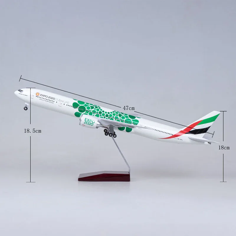 1/157 Scale 47CM Emirates Expo 2020 Boeing 777 Aircraft Model Civil Aviation Passenger Aircraft Simulation Gift