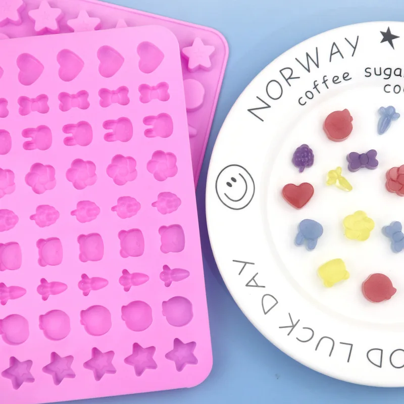 Custom 54 Holes Bear Flower Shaped Baking Chocolate Fondant Tools Silicone Gummy Candy Mold
