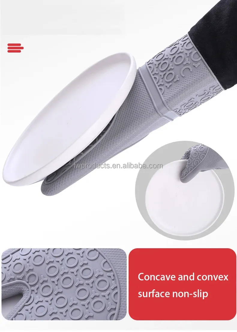 Термостойкие Нескользящие сверхдлинные кухонные стеганые держатели для выпечки рукавицы духовки силиконовые перчатки с хлопковой подкладкой