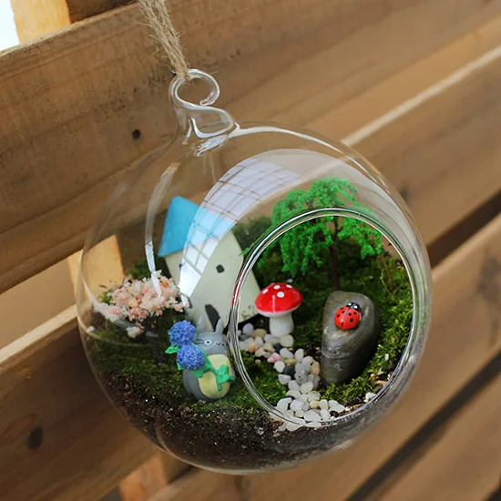 2019 NEW 8cm hanging round glass air plant terrariums for wedding ceiling decorations