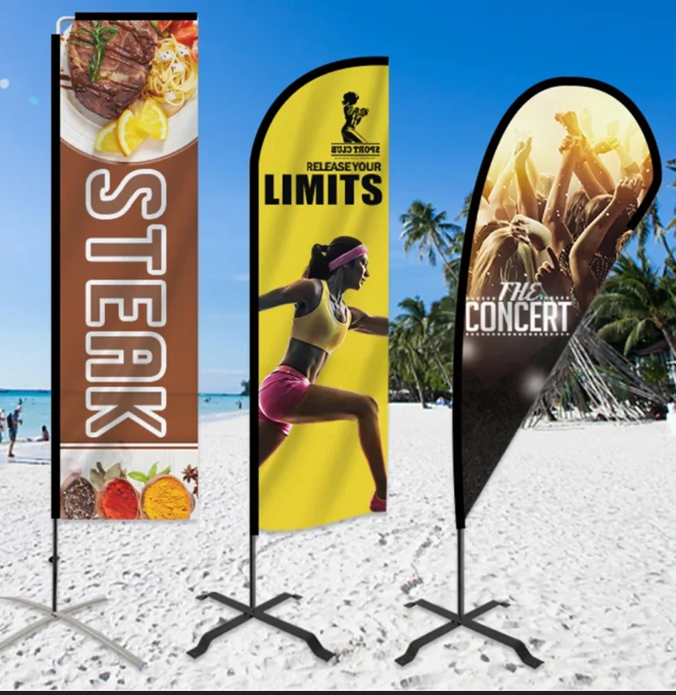 2023 new restaurant feather flag for promotion out door flower stalls