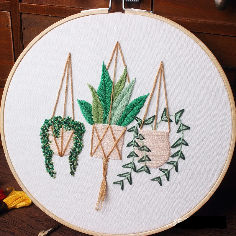 hotsales on Amazon Home Decoration Handmade plant cotton 20CM DIY manual embroidery kit for