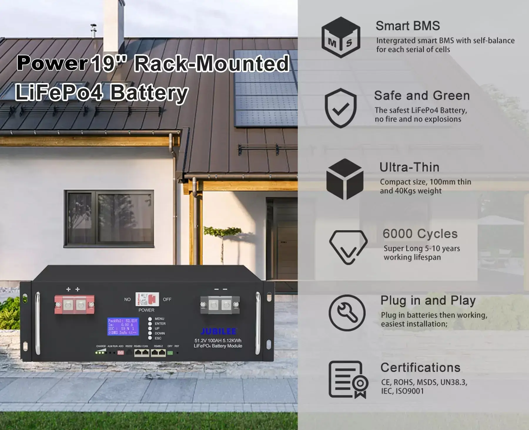 Ukraine Price 48V 100ah 200ah 5KW 10KW rechargeable solar powered lifepo4 battery with smart bms for home energy storage battery