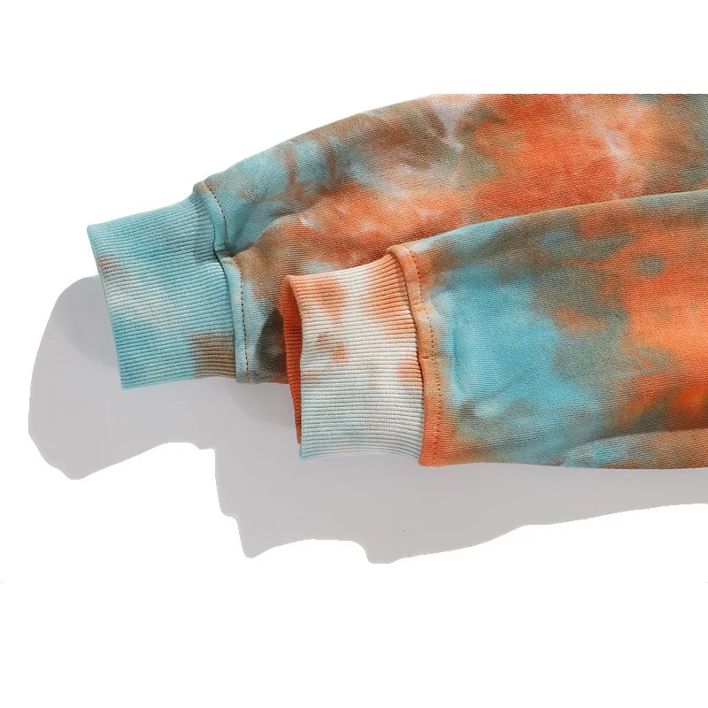 100 Cotton Custom Ribbed Trims Pullover Premium Butterfly Screen Printing 360Gsm Heavy Oversized Tie Dye  Hoodie