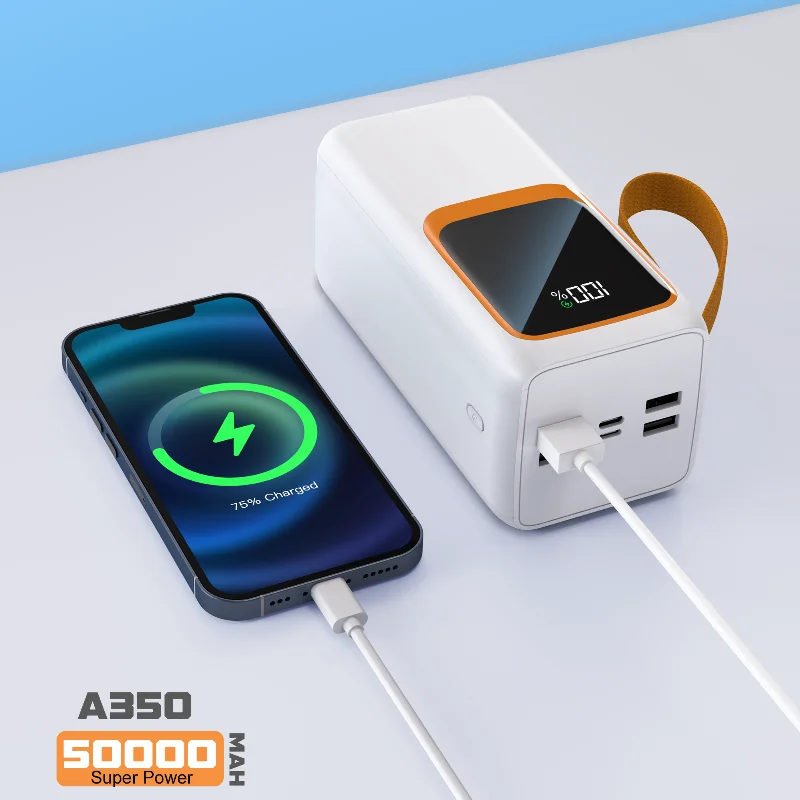 Aspor A350 Wholesale Factory Price 22.5w Fast Charging Mobile Charger 50000mah Power Bank For Laptop Outdoor With LED Light
