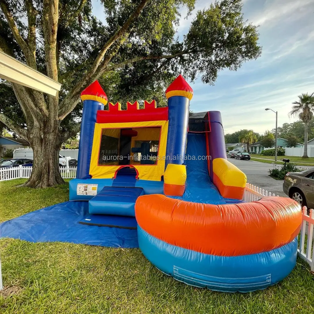 Popular commercial  inflatable combo bouncer palm tree inflatable bounce house combo  inflatable slides combo water pool