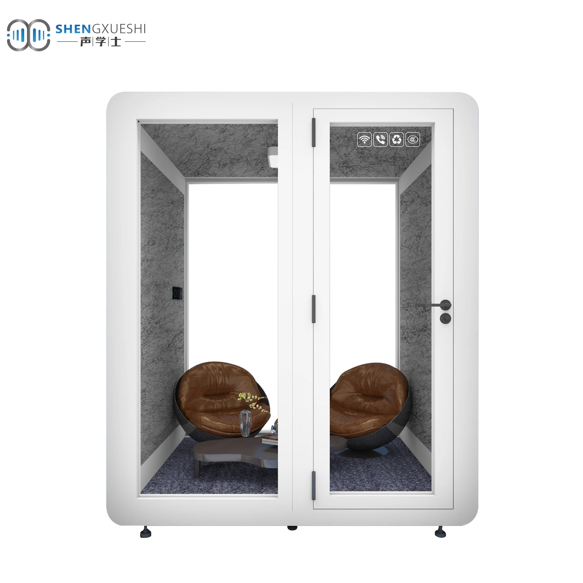 Factory custom 4 people capacity outdoor waterproof insulation mobile office pod soundproof booth