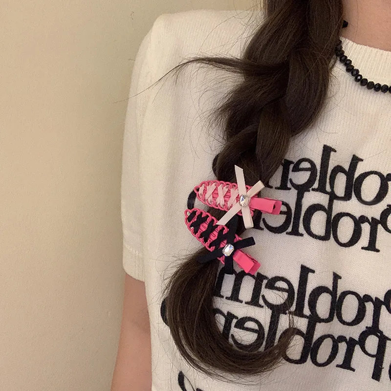 Sayoung Oem/Odm Wholesale Hairstyle Daily Use Salon Makeup  Creaseless No Bend Ribbon Bow Diamond Hair Clips