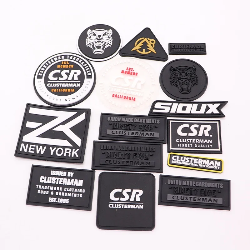 Custom Rubber Patches Manufacturer DIY Embossed Silicone Garment Label 3D Soft Pvc Patch