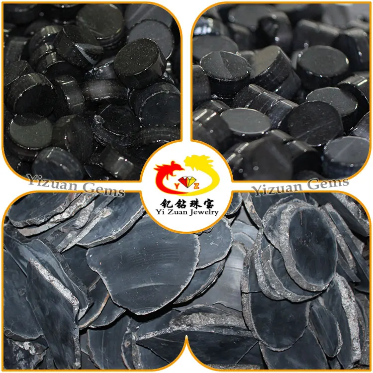 YZ Wholesale price black onyx beads agate slice Round shape double flat cabochon agate onyx stone for jewelry making