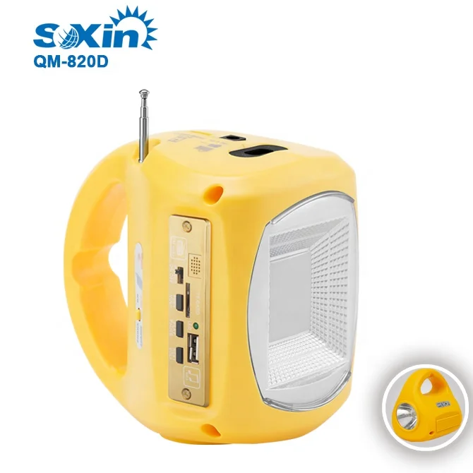 solar smd led searching light emergency light torch with fm radio