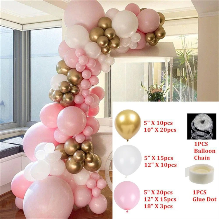 Glitter Powder White Chain Cross-Border Sequins 12-Inch Balloon Set Suit Party Birthday Arrangement Wedding Decoration