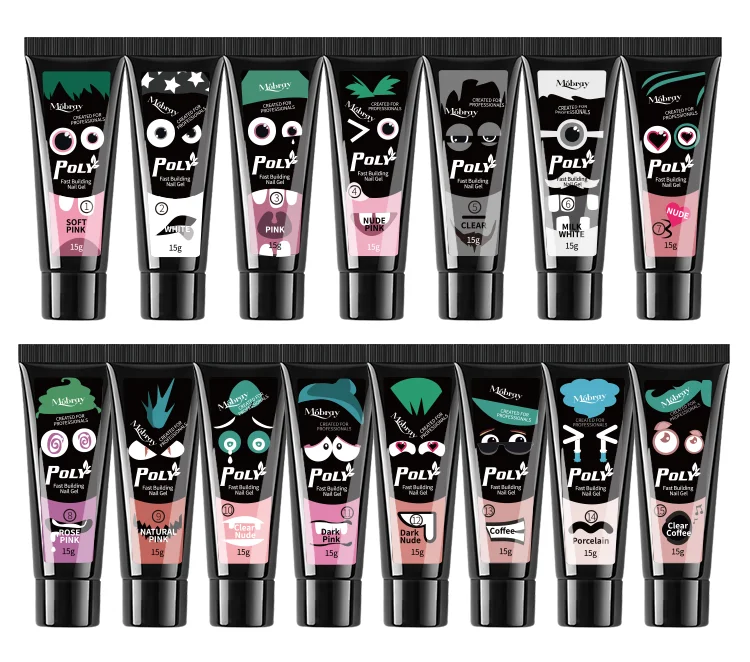 Mobray Wholesale 15g Gel Polish Quick Building for Nails Uv Glues 200 Colors Extensions Nail Poly Gels