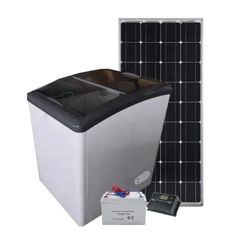 12V/24V Ice cream freezer 368L curved glass door AC/DC adapter solar freezers