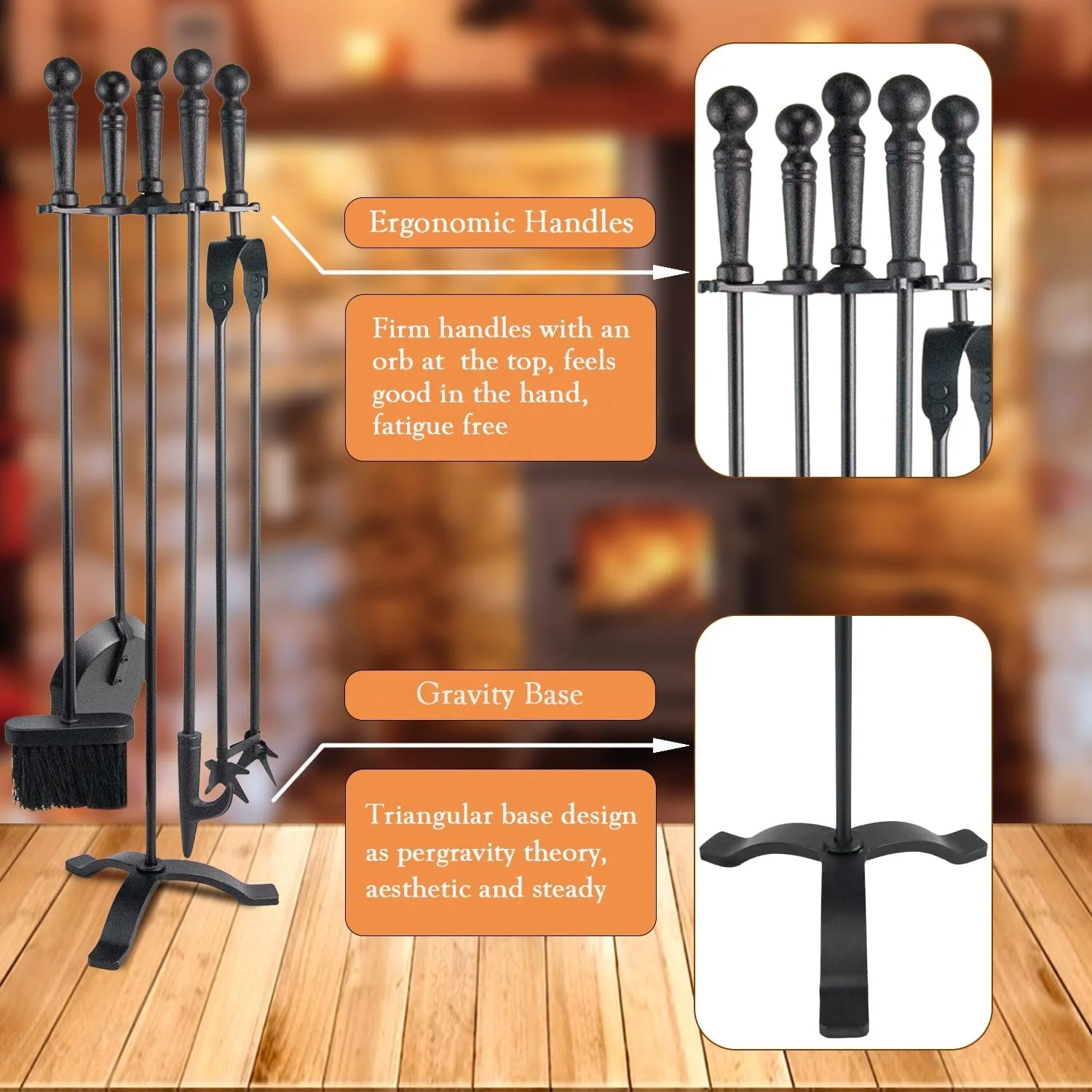 VODA Indoor Cast Iron Fireplace Accessory  for Decorate the House