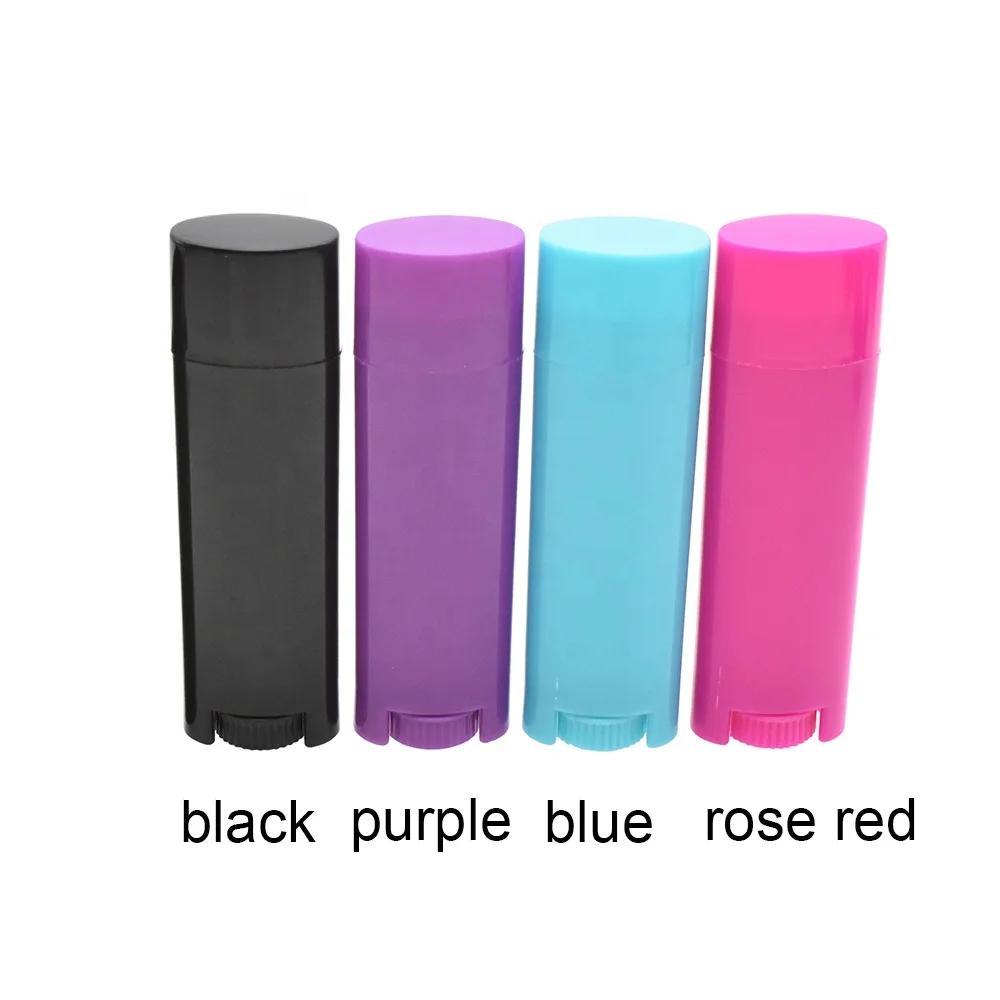 Empty Plastic Lipstick Lip Balm Tube Container 4.5g Oval PP Cosmetic Packaging Tube White Black Rose Red Blue clear
