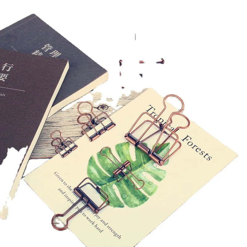 19mm small rose gold hollowed out design binder clip for office school paper organizer decorative metal ticket clips