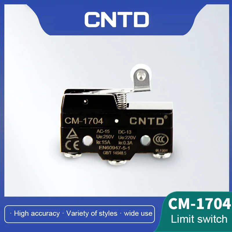 wholesale CNTD Electric microswitch CM-1704 horizontal Limit travel switch reset short handle with roller