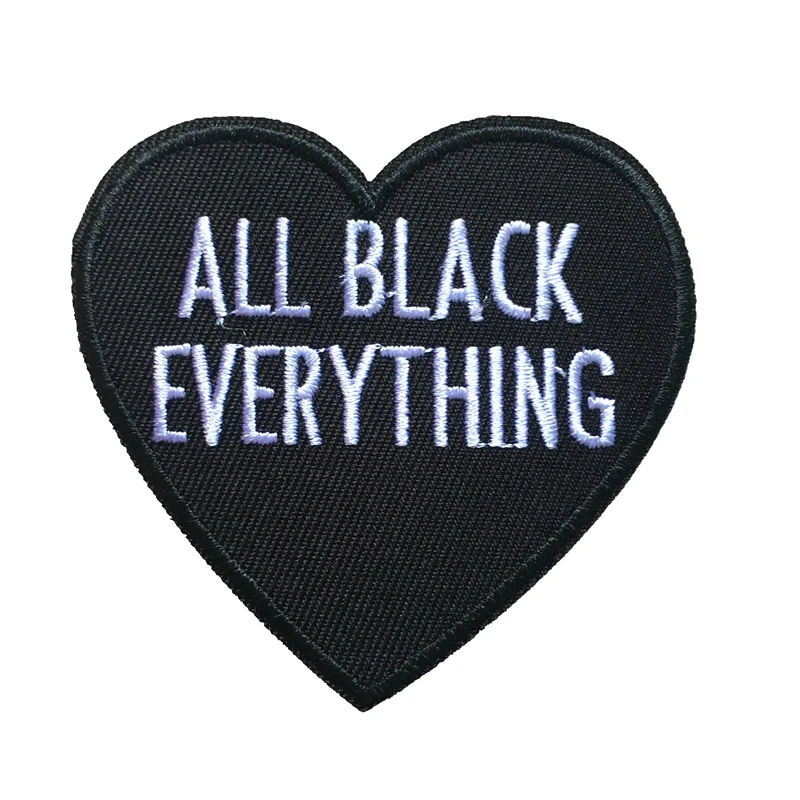 10Pieces/lot ALL BLACK EVERYTHING  Ironing clothing badge heart embroidery Decal DIY sewing patch