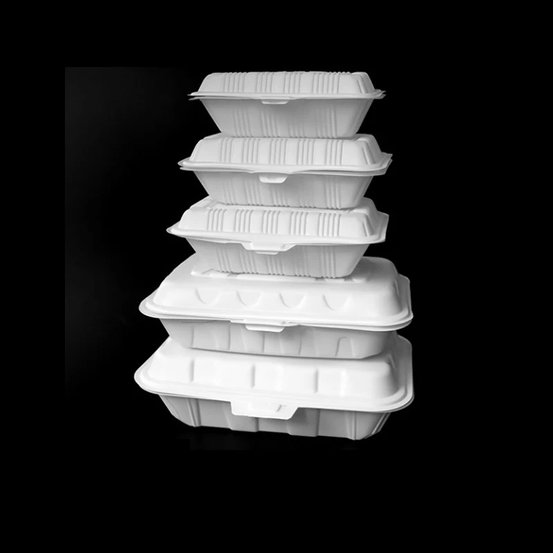 Foldable Cornstarch Biodegradable Fast Take Meal Out Clamshell Disposable Lunch Box Food Containers