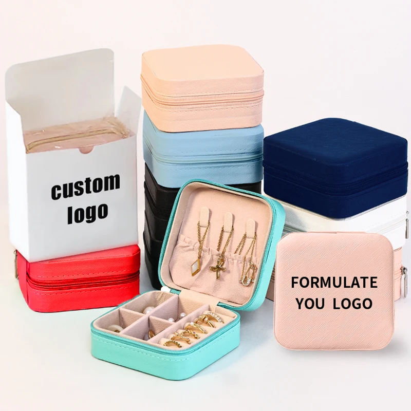 Pu Small Mini Leather Luxury Travelling Velvet Custom Jewelry Storage Box Custom Organizer With Bag For Necklace Jewelry Logo