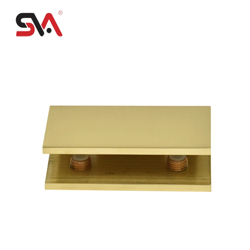 Best Selling Customized Polished Chrome Bathroom Hardware Modern Square Brass Shower Glass Door Shelf Clamp Clip