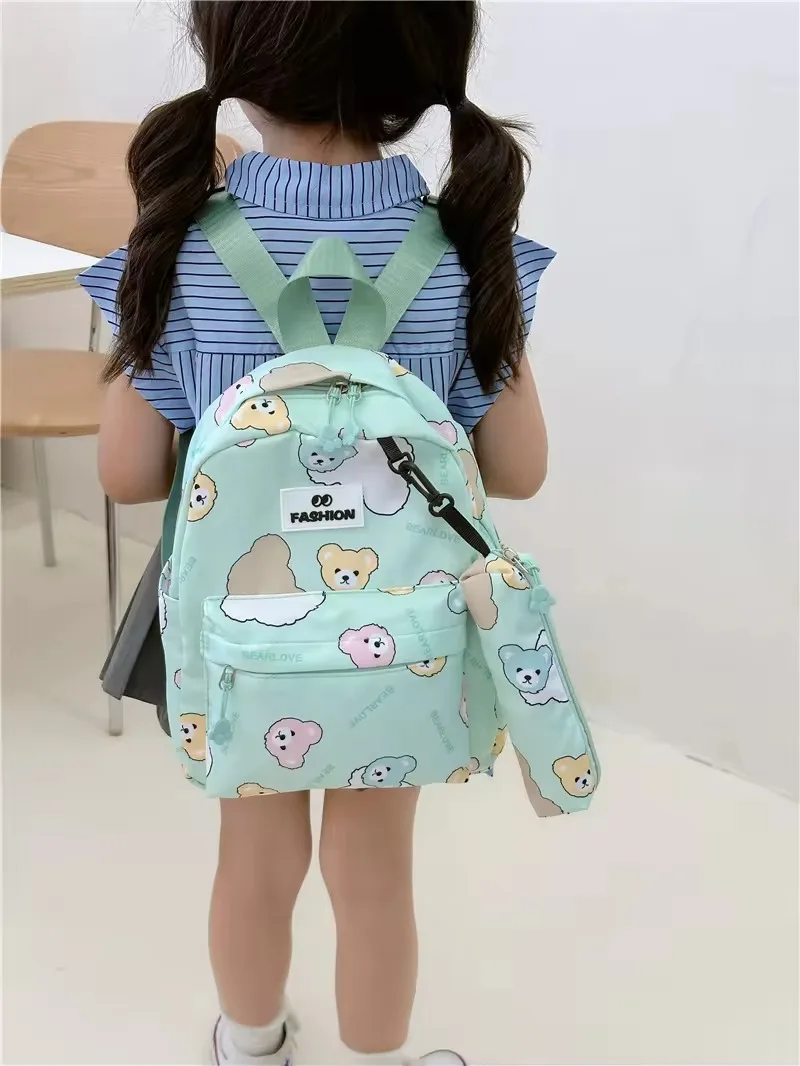 Korean version of ins cute cartoon bear girls backpack bags boys soft high quality school bag for age 6 to 12 years