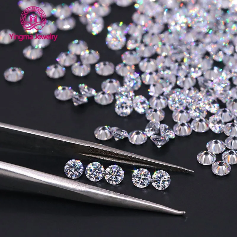 7A  High Quality  Loose Zircon Gemstone 0.9mm to 3 mm White Color Round Shape CZ Stones Cubic Zirconia For Jewelry Making