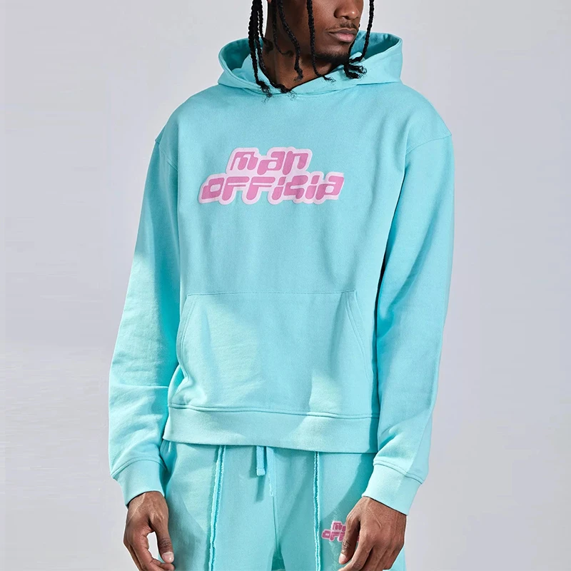 Clothing Manufacturers Custom Streetwear Fleece Puff Print Hoodie Oversized Cropped Hoodies Sweat Pants Sweatsuit For Men