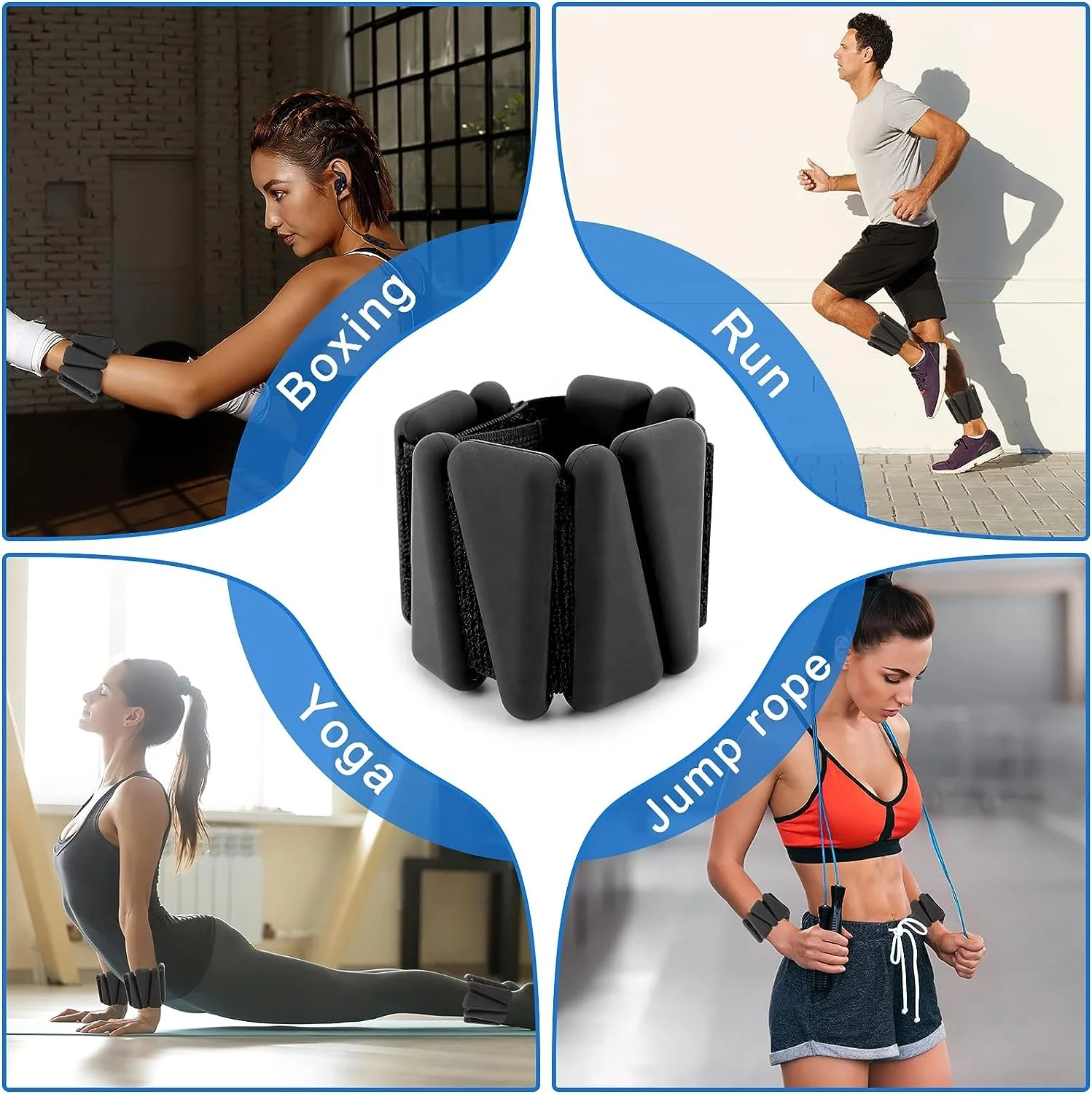 Gym Fitness Heavy Black Ankle Weights Silicone Steel Wrist Weighted Bangle Free Weights Accessories for Yoga Pilates Studio