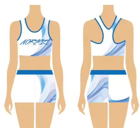 high quality Cheerleading Athletic Custom Made Sublimation Sports Bra and short sets