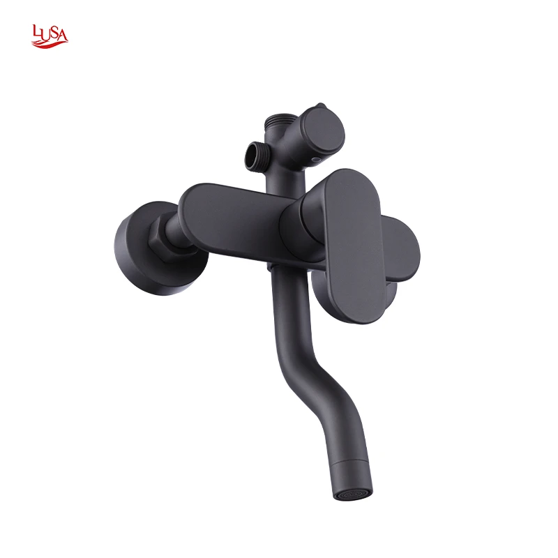 3 способа Стиральная краны черный латунь Ванна Душ для ванной комнаты, смеситель горячей и холодной воды, смеситель для душа