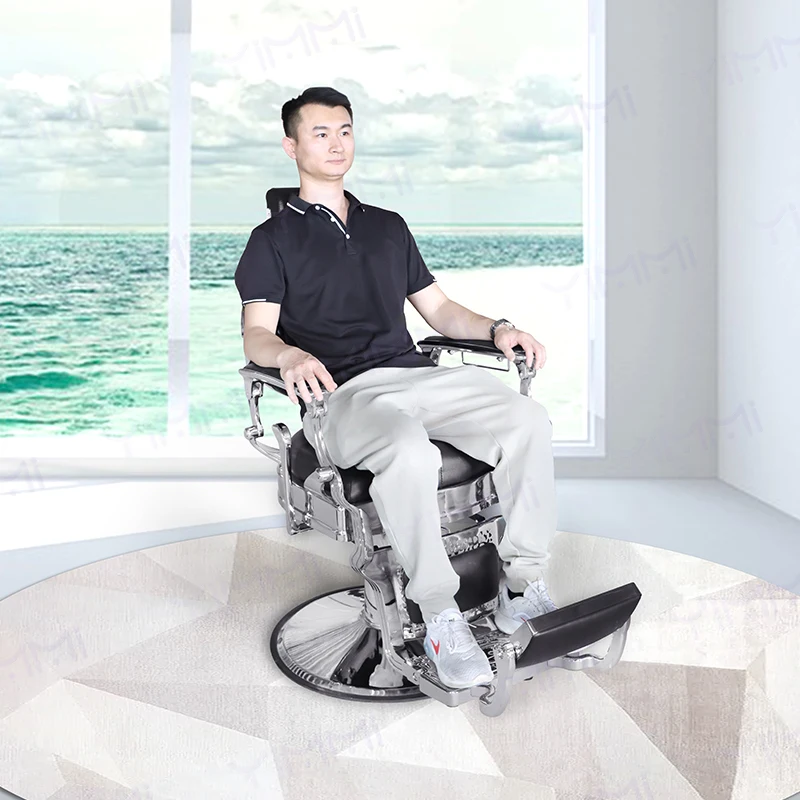 Yimmi Vintage Hair Salon Chair Reclining Barbershop Chair Beauty Salon Furniture Black Barber Chair