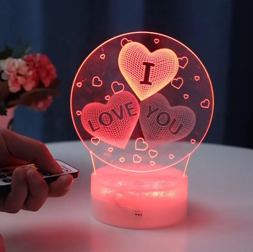 3pcs Acrylic Board Color Changing RGB Touch Remote Control 3D Optical Illusion Night light With Crack Base for Home Bedroom