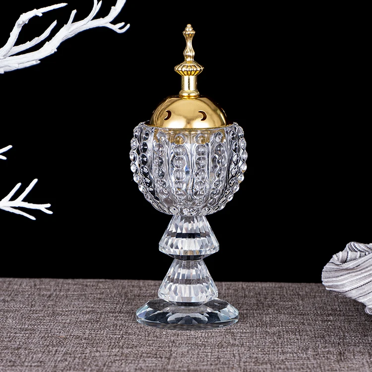 Wholesale hot sale creative Arabic middle east glass crystal unique beautiful incense burner for indoor decoration