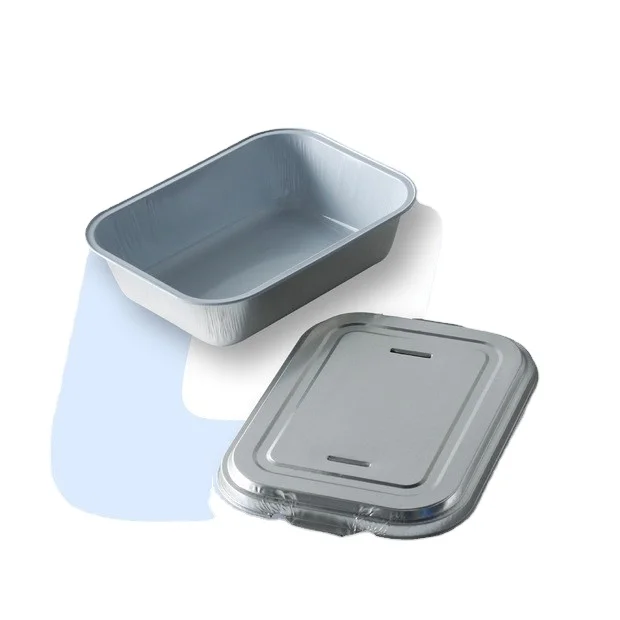 Aviation Grade Recyclable various specifications Size aluminum foil Container tray rectangular lunch box with lid