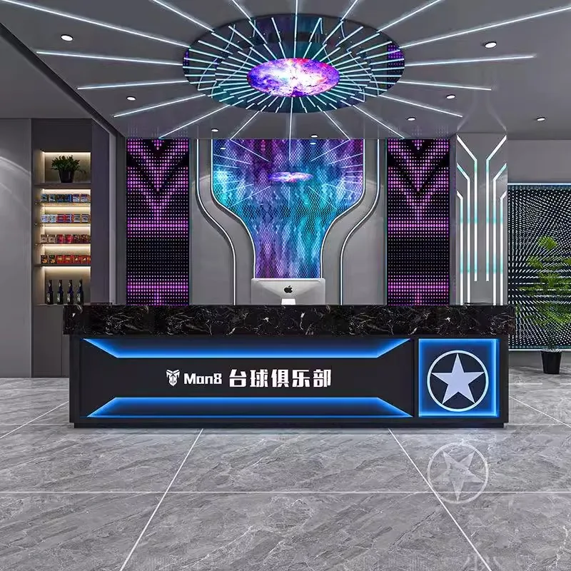 Industrial-Style Light Luxury Net Cafe Bar Reception Desk Hotel KTV Gym Billiard Hall Customizable Front Desk Cash Register